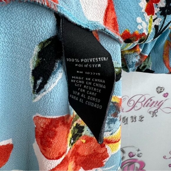 Zac & Rachel top ruffle detail flowers smock details  Blue Floral Blouse flowy - Picture 10 of 12